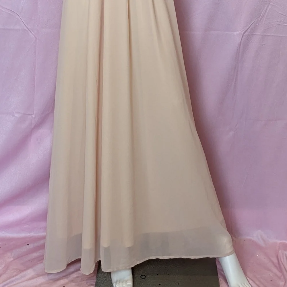 AX Paris Pale Pink Lace Bodice Chiffon Prom Evening Formal Dress size 10